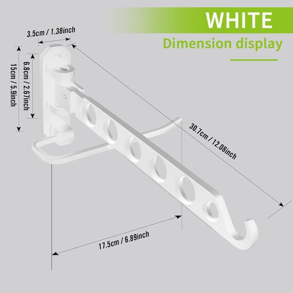JOLY FANG Kleiderhaken klappbar, Wand Kleiderständer Wandhaken Klapphaken für Balkon Badezimmer Waschküche (1 Stück, Weiß-U), ZDYJ-01