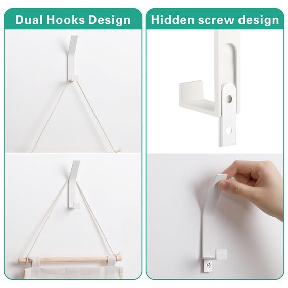 Kssvzz 8 Stück Garderobenhaken Weiß, Versteckte Kleiderhaken Wand, Hochwertiger Kleiderhaken Garderobe zum Schrauben, Moderne Wandhaken zum Aufhängen von Kleidung, Mantel, Schal, Tasche