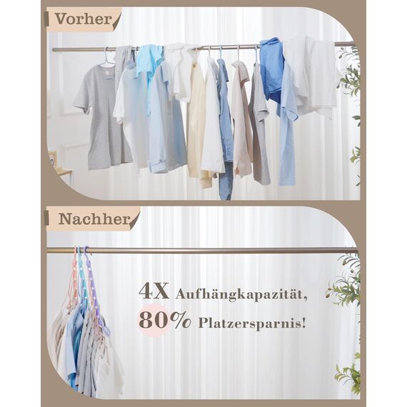 Latoxcaa Platzsparende Kleiderbügel, 8 Stück Magic Hangers mit 6 Löchern & 360° Drehhaken, Stabile Haken für Schwere Kleidung, Schrank Organizer, ideal für Studenten Mädchenzimmer, Schwarz