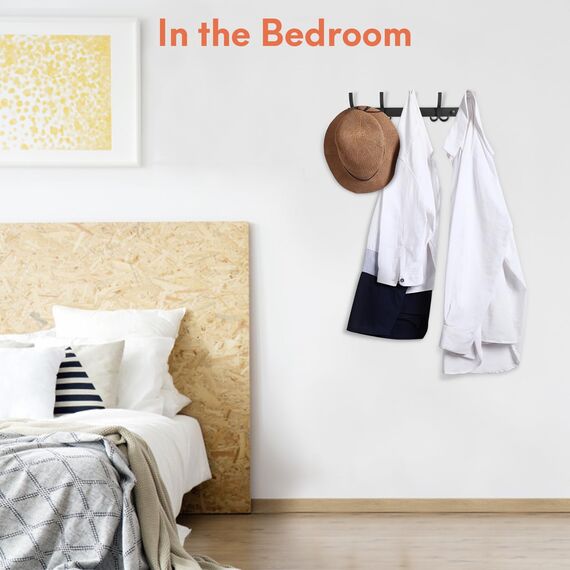 Optish 2 Stück Garderobenhaken mit 15 Haken, Kleiderhaken wand für Schlafzimmer Bad Küche, Hakenleiste Garderobe für Jacken, Mäntel, Taschen, Hüte und Schals bieten (Schwarz)