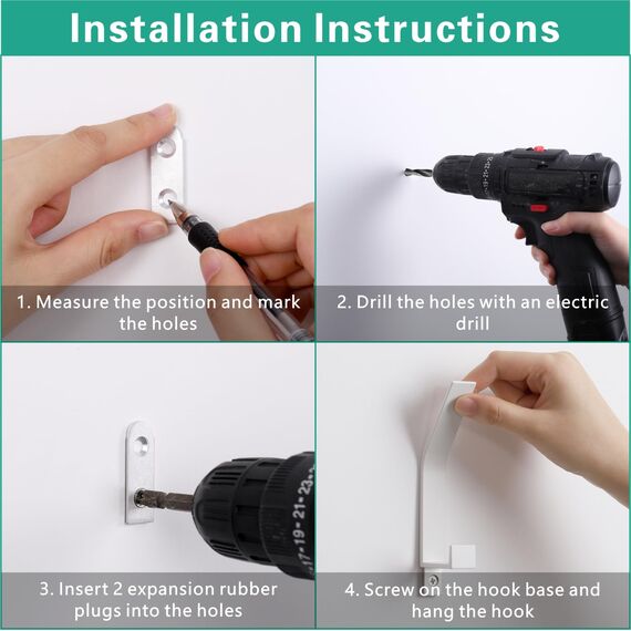 Kssvzz 6 Stück Garderobenhaken weiß, Versteckte Kleiderhaken Wand, Hochwertiger Kleiderhaken Garderobe zum Schrauben, Handtuchhaken zum Bohren für Badezimmer, Schlafzimmer, Tür, Schrank