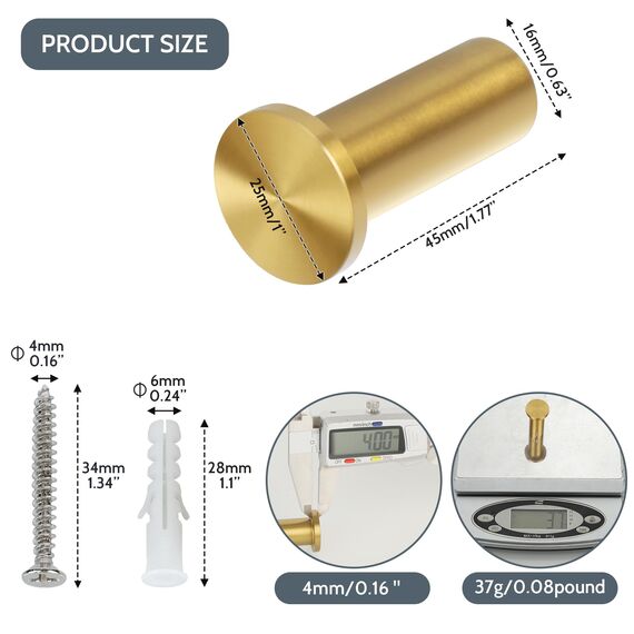 SAYAYO Garderobenhaken Edelstahl, Kleiderhaken Wand Haken zum Schrauben Handtuchhaken Wandhaken Garderobe Sonnengolden 2 Stück für Badezimmer, Küche, Schlafzimmer