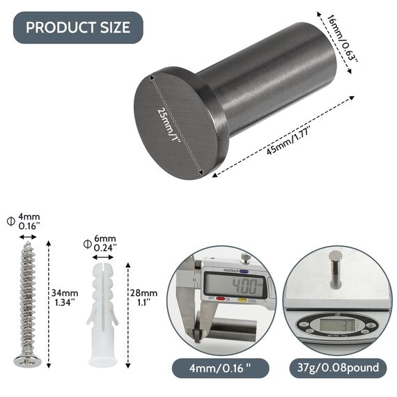 SAYAYO Garderobenhaken Edelstahl, Kleiderhaken Wand Haken zum Schrauben Handtuchhaken Wandhaken Garderobe Grau 2 Stück für Badezimmer, Küche, Schlafzimmer