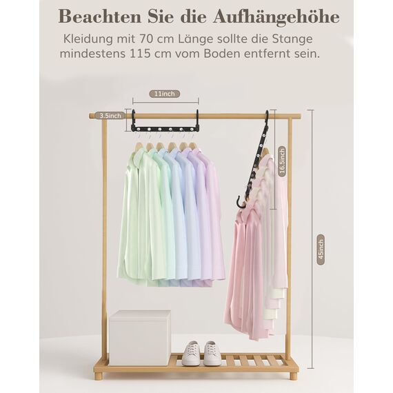 Latoxcaa Platzsparende Kleiderbügel, 8 Stück Magic Hangers mit 6 Löchern & 360° Drehhaken, Stabile Haken für Schwere Kleidung, Schrank Organizer, ideal für Studenten Mädchenzimmer, Schwarz