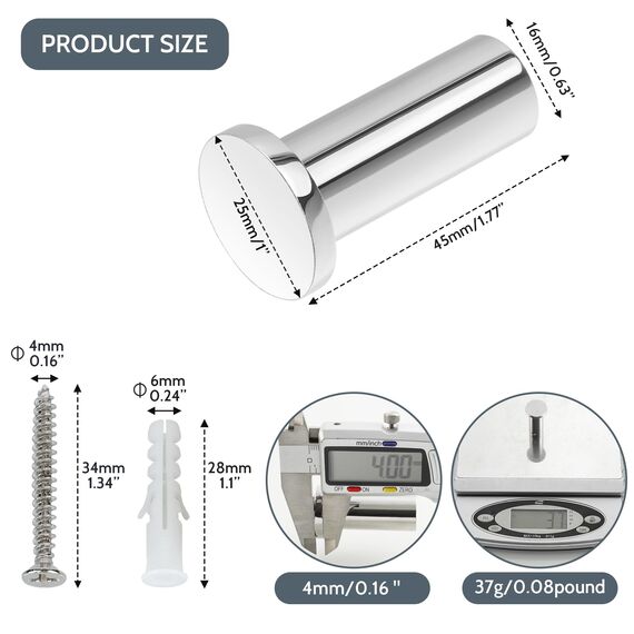 SAYAYO Garderobenhaken Edelstahl, Kleiderhaken Wand Haken zum Schrauben Handtuchhaken Wandhaken Garderobe Poliert 2 Stück für Badezimmer, Küche, Schlafzimmer, EGOY001Y-C-2P