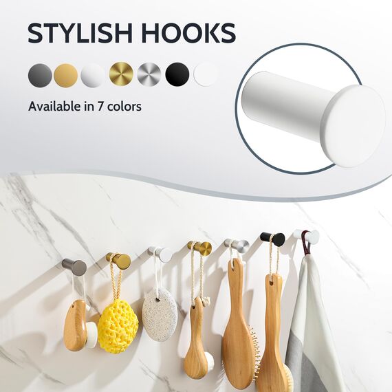 SAYAYO Garderobenhaken Edelstahl, Kleiderhaken Wand Haken zum Schrauben Handtuchhaken Wandhaken Garderobe Weiß 2 Stück für Badezimmer, Küche, Schlafzimmer