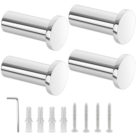 SAYAYO Garderobenhaken Edelstahl, Kleiderhaken Wand Haken zum Schrauben Handtuchhaken Wandhaken Garderobe Poliert 4 Stück für Badezimmer, Küche, Schlafzimmer, EGOY001Y-C-4P