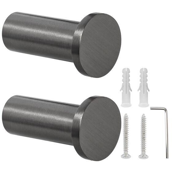 SAYAYO Garderobenhaken Edelstahl, Kleiderhaken Wand Haken zum Schrauben Handtuchhaken Wandhaken Garderobe Grau 2 Stück für Badezimmer, Küche, Schlafzimmer