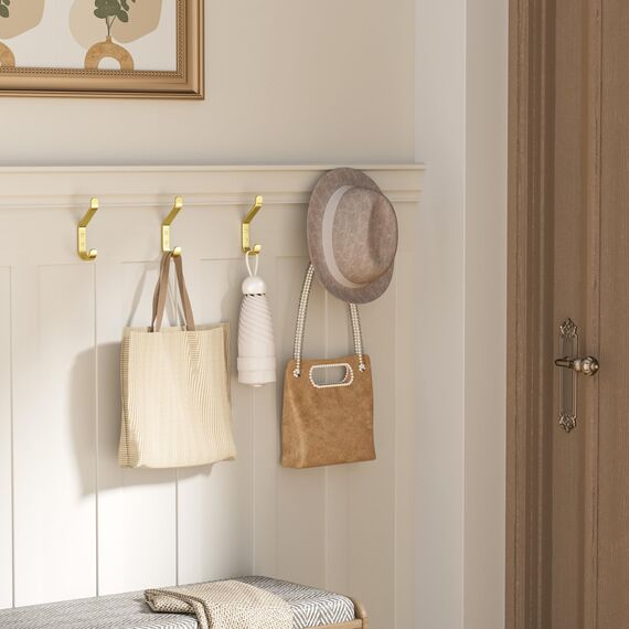 susswiff 10-Stück Garderobenhaken, Kleiderhaken zum Schrauben, Haken für Akustikpaneele, Schlafzimmer, Wohnzimmer, Badezimmer, Wandhaken für Garderobe, Jacken, Hut, Metall,10CM 10er-Pack Türhaken