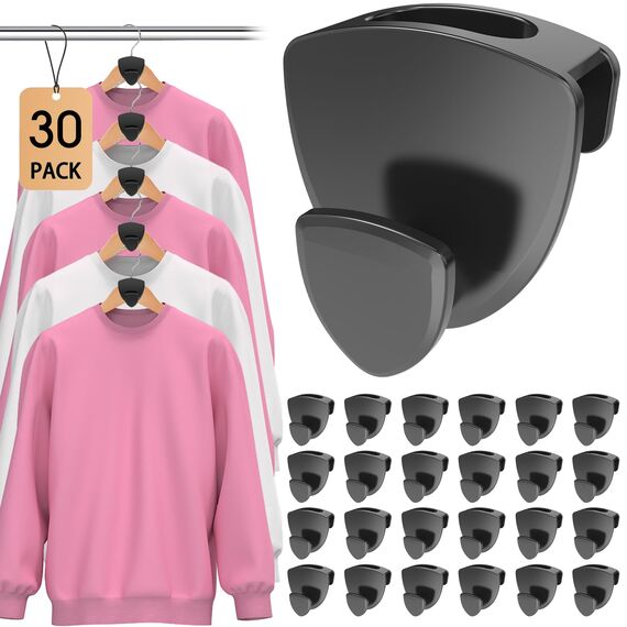 Kleiderbügel Platzsparend 30 Stück - Schwerlast Organizer bis 20KG | Stabile platzsparende Kleiderbügel zur Kleider-Aufbewahrung | Schwarz