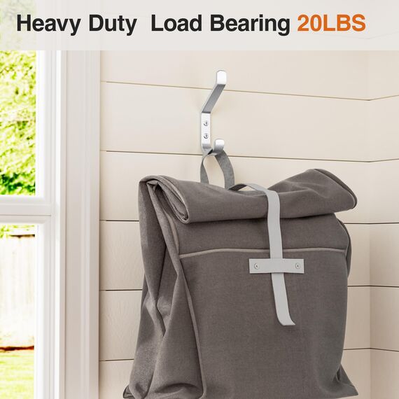 susswiff 10-Stück Garderobenhaken, Kleiderhaken zum Schrauben, Haken für Akustikpaneele, Schlafzimmer, Wohnzimmer, Badezimmer, Wandhaken für Garderobe, Jacken, Hut, Metall, Silber, 10CM