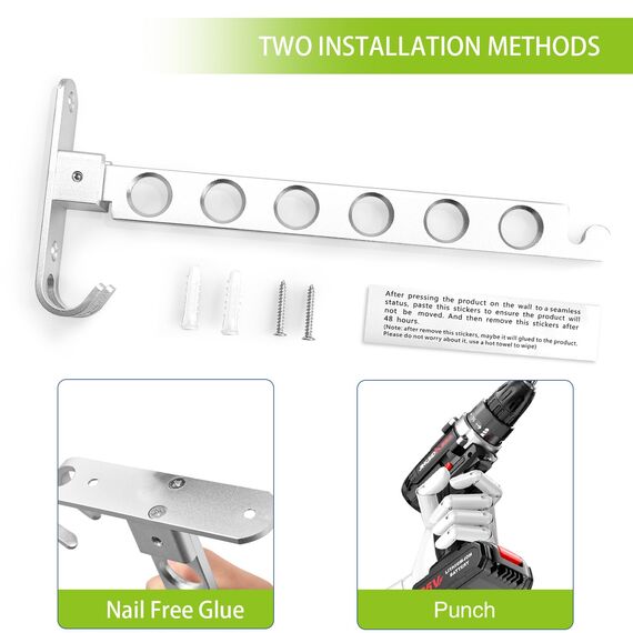 JOLY FANG Kleiderhaken klappbar, Wand Kleiderständer Kleiderlüfter Wandhaken Klapphaken Aluminium für Balkon Badezimmer Waschküche (Silber, 1 Stück)