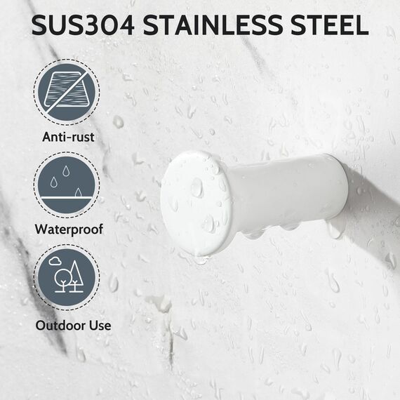 SAYAYO Garderobenhaken Edelstahl, Kleiderhaken Wand Haken zum Schrauben Handtuchhaken Wandhaken Garderobe Weiß 4 Stück für Badezimmer, Küche, Schlafzimmer