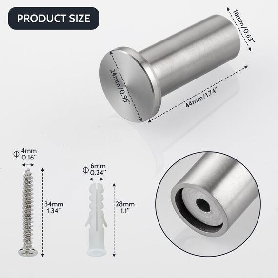 SAYAYO Garderobenhaken Edelstahl, Kleiderhaken Wand Haken zum Schrauben Handtuchhaken Wandhaken Garderobe Gebürstet 4 Stück für Badezimmer, Küche, Schlafzimmer, EGOY001Y-LS-4P