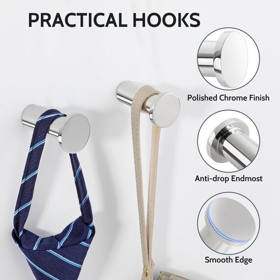 SAYAYO Garderobenhaken Edelstahl, Kleiderhaken Wand Haken zum Schrauben Handtuchhaken Wandhaken Garderobe Poliert 2 Stück für Badezimmer, Küche, Schlafzimmer, EGOY001Y-C-2P