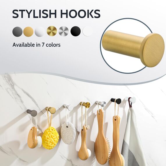 SAYAYO Garderobenhaken Edelstahl, Kleiderhaken Wand Haken zum Schrauben Handtuchhaken Wandhaken Garderobe Golden 2 Stück für Badezimmer, Küche, Schlafzimmer