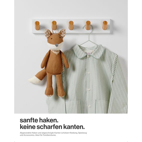 LARHN Garderobenleiste Weiß mit 5 Haken XL (2 Stk.), 42cm - Wandgarderobe, Jackenhalter Wand, Hakenleiste Garderobe Wand, Kleiderhaken, Garderobenhaken