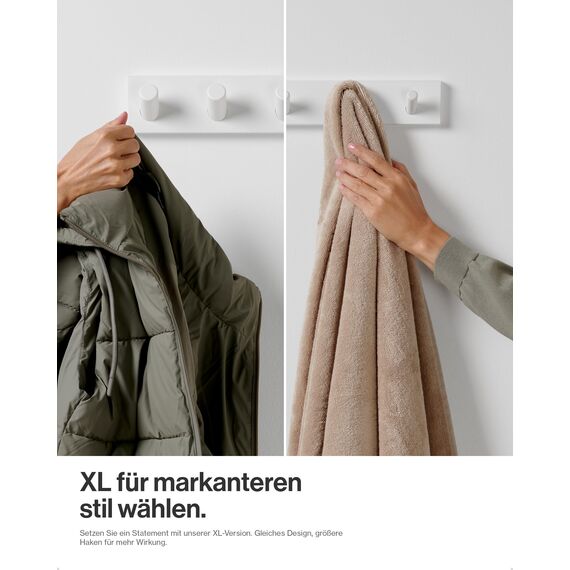 LARHN Garderobenhaken Weiß (2 Stück) - Garderobenleiste Weiß mit 5 Haken - 43 cm - Kleiderhaken Wand - Wandgarderobe für Flure, Garderoben, Schlafzimmer und Badezimmer