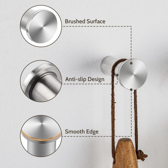 SAYAYO Garderobenhaken Edelstahl, Kleiderhaken Wand Haken zum Schrauben Handtuchhaken Wandhaken Garderobe Gebürstet 2 Stück für Badezimmer, Küche, Schlafzimmer, EGOY001Y-LS-2P