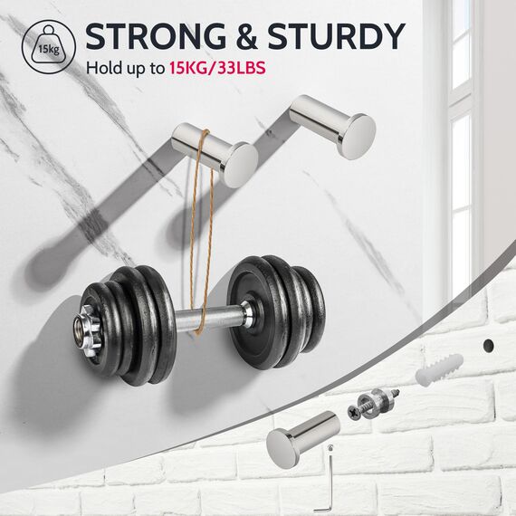 SAYAYO Garderobenhaken Edelstahl, Kleiderhaken Wand Haken zum Schrauben Handtuchhaken Wandhaken Garderobe Poliert 2 Stück für Badezimmer, Küche, Schlafzimmer, EGOY001Y-C-2P