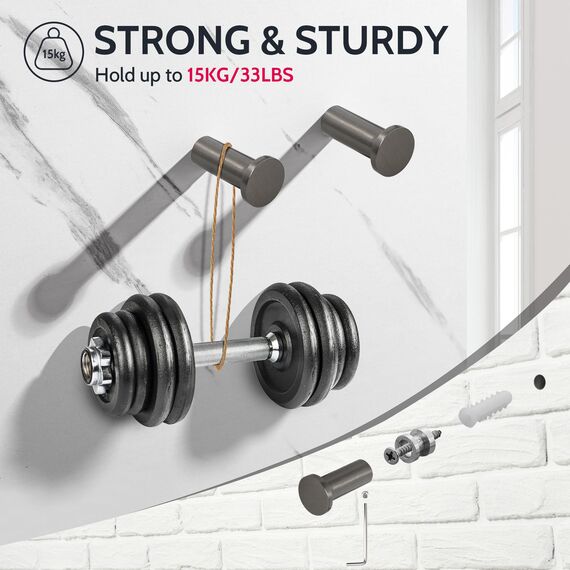 SAYAYO Garderobenhaken Edelstahl, Kleiderhaken Wand Haken zum Schrauben Handtuchhaken Wandhaken Garderobe Grau 2 Stück für Badezimmer, Küche, Schlafzimmer