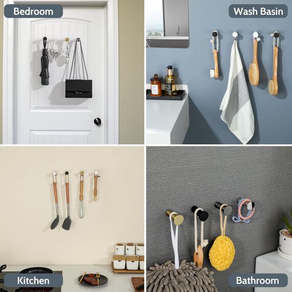 SAYAYO Garderobenhaken Edelstahl, Kleiderhaken Wand Haken zum Schrauben Handtuchhaken Wandhaken Garderobe Poliert 4 Stück für Badezimmer, Küche, Schlafzimmer, EGOY001Y-C-4P