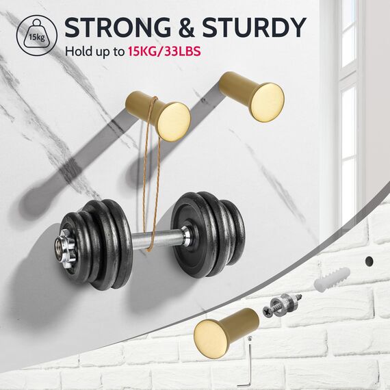 SAYAYO Garderobenhaken Edelstahl, Kleiderhaken Wand Haken zum Schrauben Handtuchhaken Wandhaken Garderobe Golden 4 Stück für Badezimmer, Küche, Schlafzimmer, EGOY001Y-G-4P