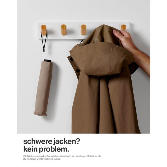 LARHN Garderobenleiste Weiß mit 5 Haken XL (2 Stk.), 42cm - Wandgarderobe, Jackenhalter Wand, Hakenleiste Garderobe Wand, Kleiderhaken, Garderobenhaken