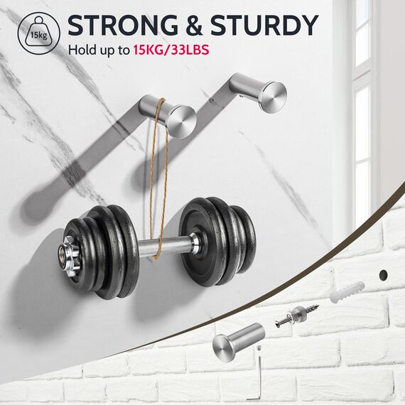 SAYAYO Garderobenhaken Edelstahl, Kleiderhaken Wand Haken zum Schrauben Handtuchhaken Wandhaken Garderobe Gebürstet 2 Stück für Badezimmer, Küche, Schlafzimmer, EGOY001Y-LS-2P