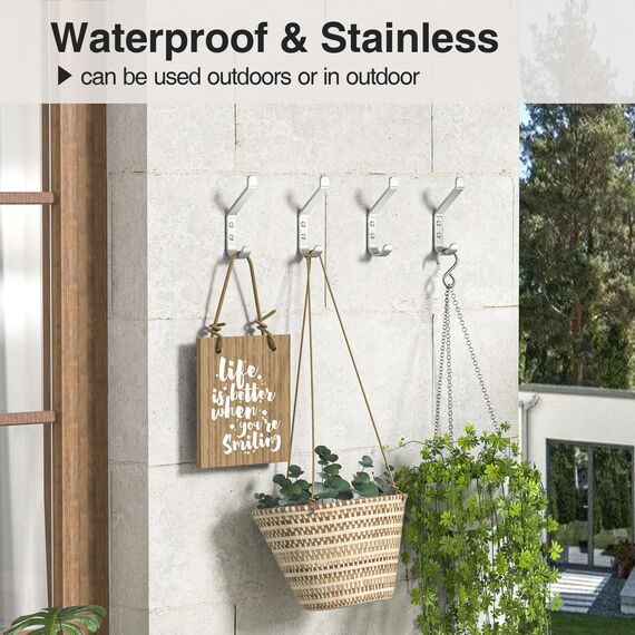 susswiff 10-Stück Garderobenhaken, Kleiderhaken zum Schrauben, Haken für Akustikpaneele, Schlafzimmer, Wohnzimmer, Badezimmer, Wandhaken für Garderobe, Jacken, Hut, Metall, Silber, 10CM