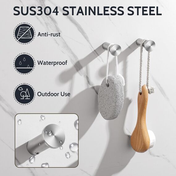 SAYAYO Garderobenhaken Edelstahl, Kleiderhaken Wand Haken zum Schrauben Handtuchhaken Wandhaken Garderobe Gebürstet 4 Stück für Badezimmer, Küche, Schlafzimmer, EGOY001Y-LS-4P