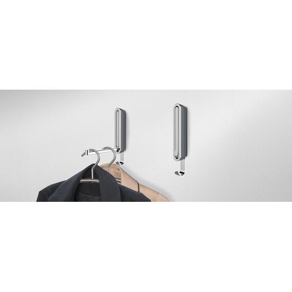 WENKO Klapphaken Premium Sigma, klappbarer Wandhaken zum Anbohren, mit Abrutschsicherung, modernes Design, Kunststoffgehäuse und Stabiler Metallhaken, 2,5 x 18 x 2,5 cm, Grau