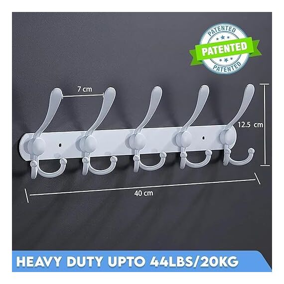 GlazieVault Kleiderhaken zur Wandmontage, Edelstahlgarderobe, robust, Premium-Design, rostfrei, 2 Stück, Weiß-3