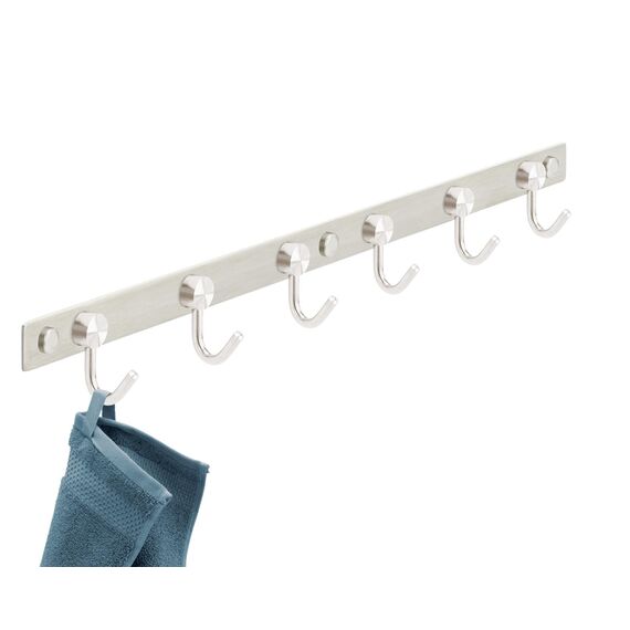 Stahlia Hakenleiste EDELSTAHL gebürstet Garderobenleiste 6x Haken (L: 460mm) Modell:CHIARA Wandgarderobe mit 1/4/6/8/10 Kleiderhaken Garderobenhaken Wandhaken