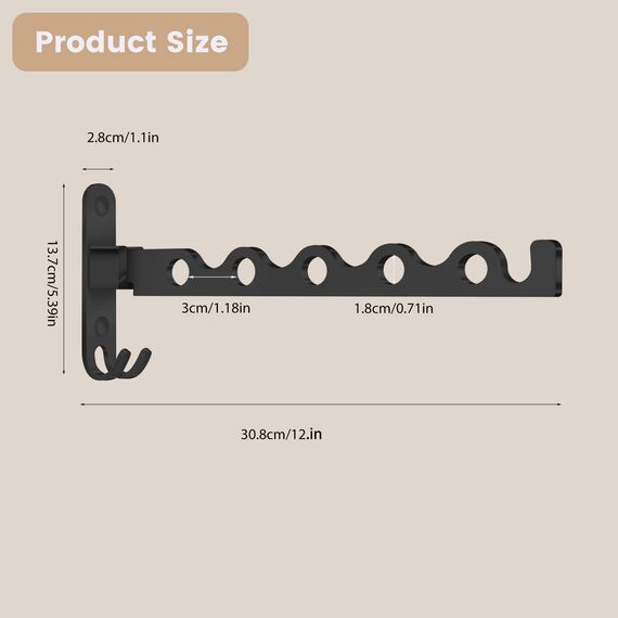 MEIJO Kleiderhaken Klappbar, Kleiderlüfter Kleiderständer Wand Klapphaken Wandhaken Balkon kleiderstange für Waschküche Schlafzimmer Badezimmer (Schwarz)