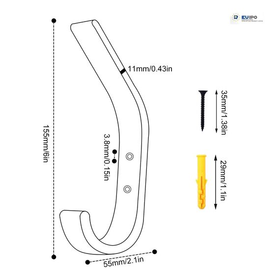 WJUAN Garderobenhaken Eiche Massivholz 4er Set | Wandhaken Holz mit 10kg Tragkraft | 155mm Kleiderhaken Holz | Handpoliert und Feuchtigkeitsbeständig, für Bad, Küche, Schlafzimmer
