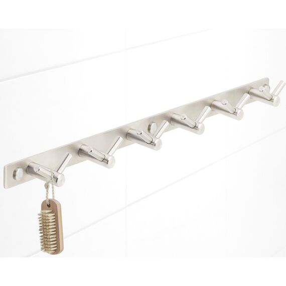 Stahlia Hakenleiste EDELSTAHL gebürstet Garderobenleiste 6x Haken (L: 460mm) Modell:AURORA Wandgarderobe mit 1/4/6/8/10 Kleiderhaken Garderobenhaken Wandhaken