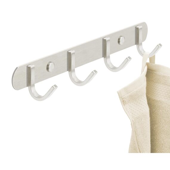 Stahlia Hakenleiste EDELSTAHL gebürstet Garderobenleiste 4x Haken (L: 270mm) Modell:EMMA Wandgarderobe mit 1/4/6/8/10 Kleiderhaken Garderobenhaken Wandhaken