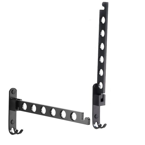 JOOM Kleiderhaken klappbar, Wand Kleiderständer Kleiderlüfter Wandhaken Klapphaken für Balkon Badezimmer Waschküche（schwarz, 2 Stück）