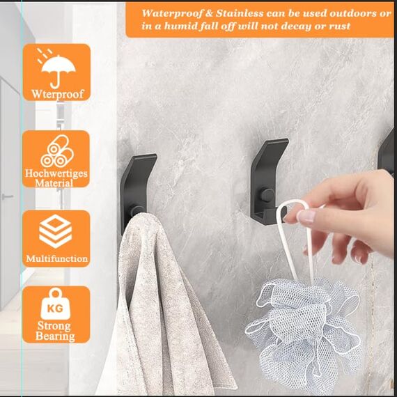 QMAHA Doppelt Kleiderhaken Wand, 5 Stück Garderobenhaken Schwarz, Metall Handtuchhaken Kleiderhaken, Moderne Garderobe Haken Wand, Wandhaken für Türen, Foyers Bad und Flure (Matt Schwarz, 5 Haken)