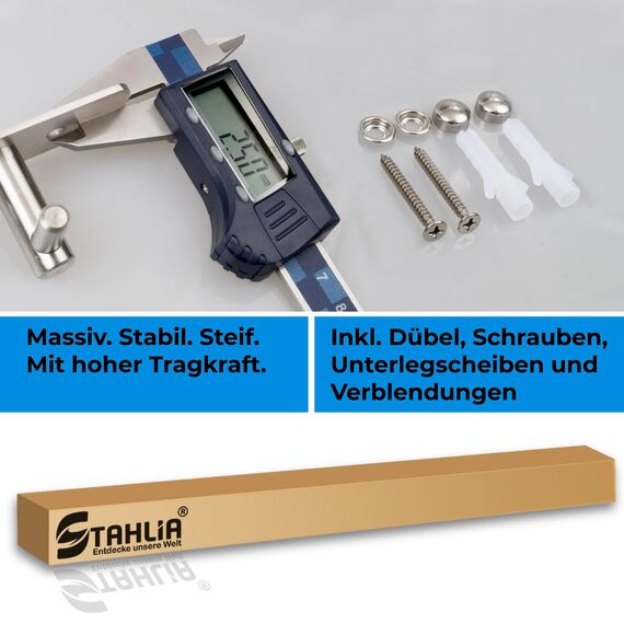 Stahlia Hakenleiste EDELSTAHL gebürstet Garderobenleiste 1x Haken (L: 80mm) Modell:AURORA Wandgarderobe mit 1/4/6/8/10 Kleiderhaken Garderobenhaken Wandhaken