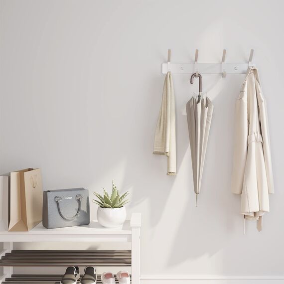Dripex Garderobenhaken 4 Haken Garderobenleiste Edelstahl Gebürstet für Jacken Kleider bis zu 30kg belastbar Hakenleiste für Flur Vorzimmer 27cm (Silber, 1 Stück)