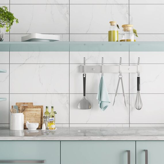 Dripex Garderobenhaken 4 Haken Garderobenleiste Edelstahl Gebürstet für Jacken Kleider bis zu 30kg belastbar Hakenleiste für Flur Vorzimmer 27cm (Silber, 1 Stück)