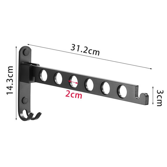 JOOM Kleiderhaken klappbar, Wand Kleiderständer Kleiderlüfter Wandhaken Klapphaken für Balkon Badezimmer Waschküche（schwarz, 2 Stück）