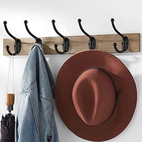 GlazieVault Black Kleiderhaken für die Wand – Garderobe (10 Stück) – Robuste wandmontierte Kleiderhaken für den Kleiderschrank Wandhaken, Wandgarderobe, Hakenleiste