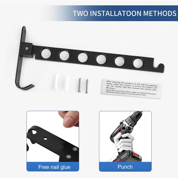TINIFO Kleiderhaken Klappbar, Wand Kleiderständer Kleiderlüfter Wandhaken Klappbar, Klapphaken für Balkon Waschküche Badezimmer (Schwarz)