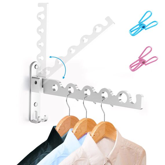 LIVEHITOP Wandkleiderhaken Klappbar, Wand Kleiderständer Klapphaken Aluminium für Waschküche Schlafzimmer Badezimmer (Silber, 1)