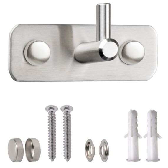 Stahlia Hakenleiste EDELSTAHL gebürstet Garderobenleiste 1x Haken (L: 80mm) Modell:JULIA Wandgarderobe mit 1/4/6/8/10 Kleiderhaken Garderobenhaken Wandhaken