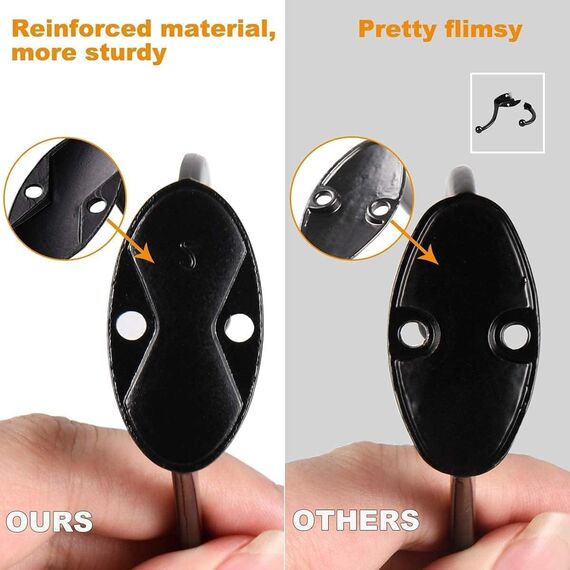 GlazieVault Black Kleiderhaken für die Wand – Garderobe (10 Stück) – Robuste wandmontierte Kleiderhaken für den Kleiderschrank Wandhaken, Wandgarderobe, Hakenleiste