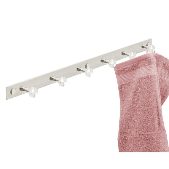Stahlia Hakenleiste EDELSTAHL gebürstet Garderobenleiste 6x Haken (L: 460mm) Modell:GIORGIA Wandgarderobe mit 1/4/6/8/10 Kleiderhaken Garderobenhaken Wandhaken